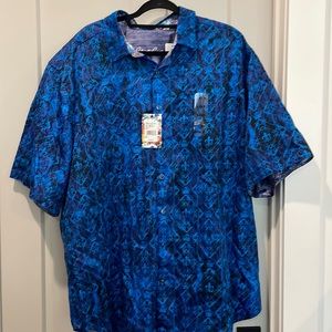 Men’s, Robert Graham, Blue, 2XLT Shirt. Short sleeves, never been worn, NWT!